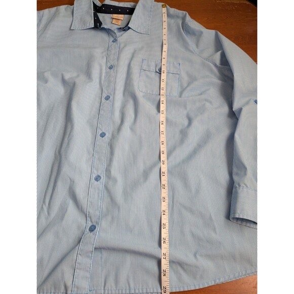 Covington Womans Shirt With Roll Tab Sleeve Plus Sz 24-26W  Blue & White Striped - Picture 5 of 11